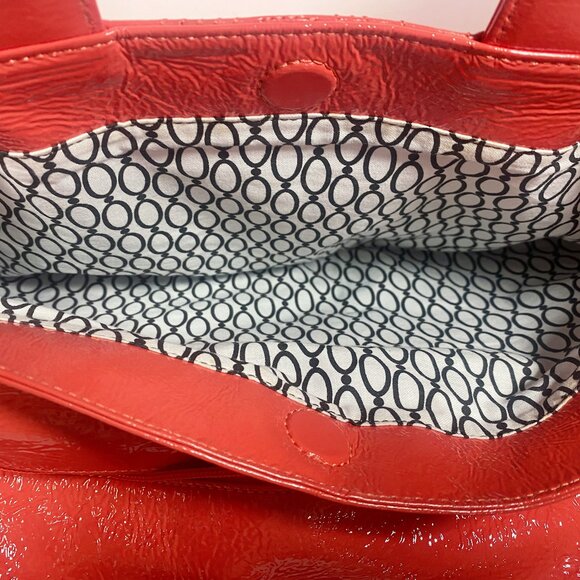 HOBO International Peach Patent Leather Quilted Clutch Tote Handbag - Picture 6 of 8